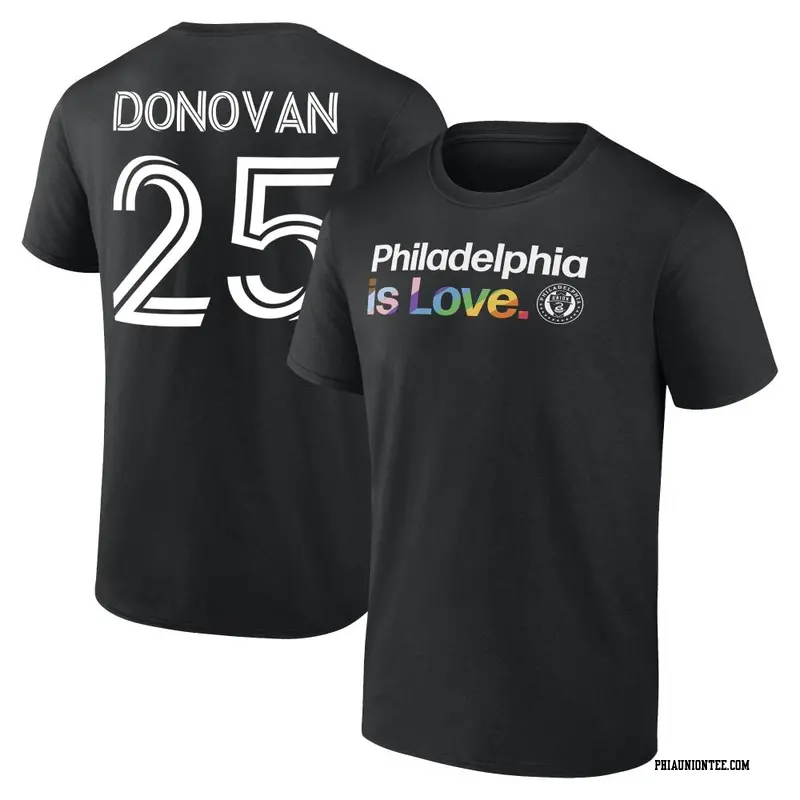 Men's Philadelphia Union ＃25 Chris Donovan Black Name & Number City Pride T-Shirt