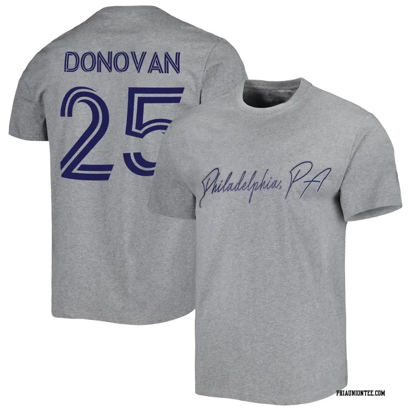 Men's Philadelphia Union ＃25 Chris Donovan Gray Name & Number City T-Shirt