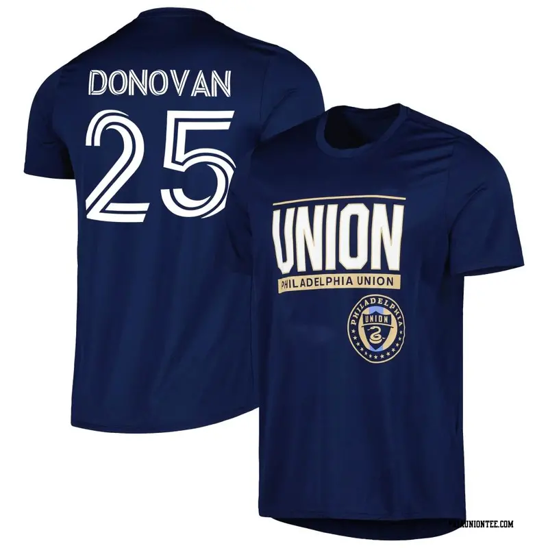 Men's Philadelphia Union ＃25 Chris Donovan Navy Name & Number Club Performance T-Shirt