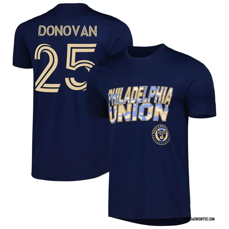 Men's Philadelphia Union ＃25 Chris Donovan Navy Name & Number Hook T-Shirt