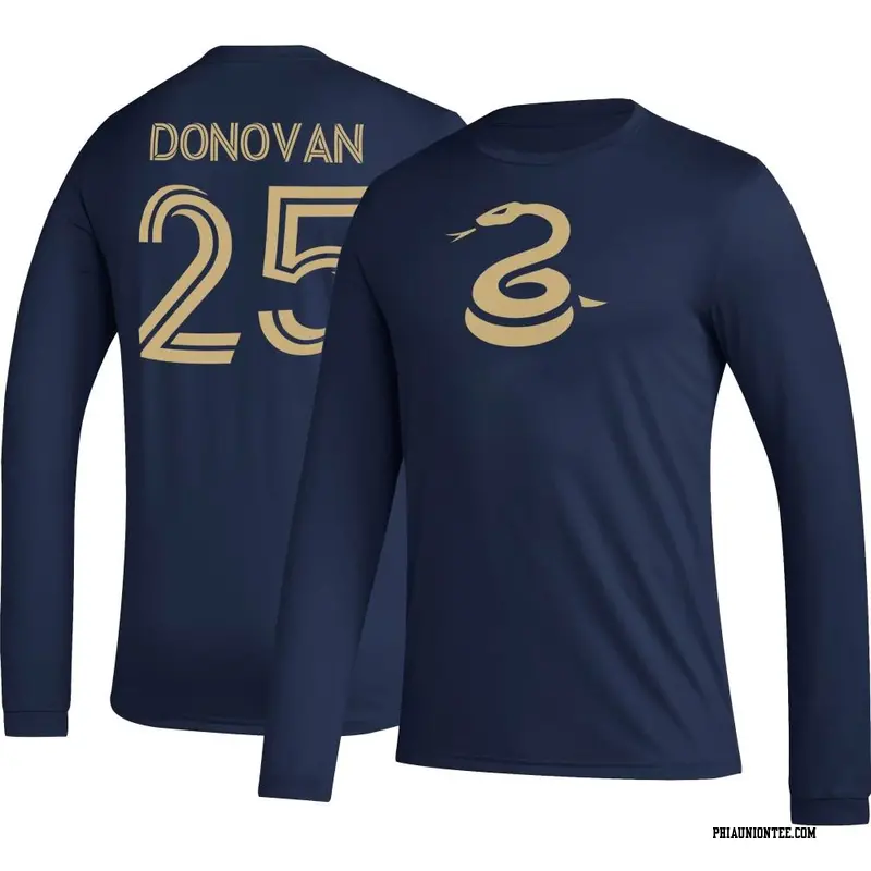 Men's Philadelphia Union ＃25 Chris Donovan Navy Name & Number Icon Long Sleeve T-Shirt