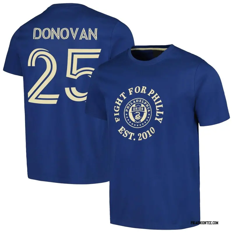 Men's Philadelphia Union ＃25 Chris Donovan Navy Name & Number Round Heavy T-Shirt